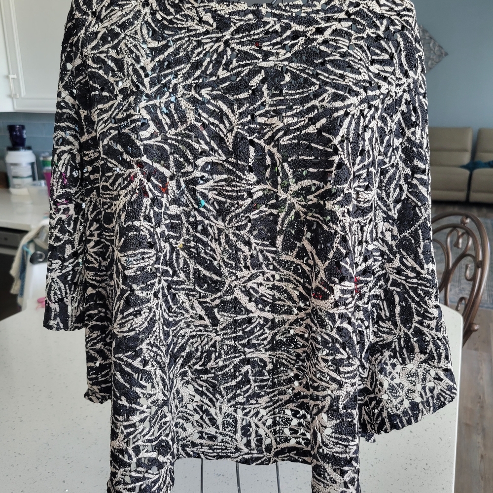 Style & Co. Monochrome Leaf Print A-Line Top